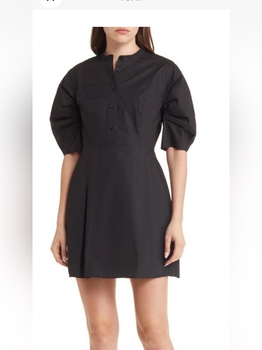 Frame Black Puff-Sleeve Mini Dress with pockets brand new